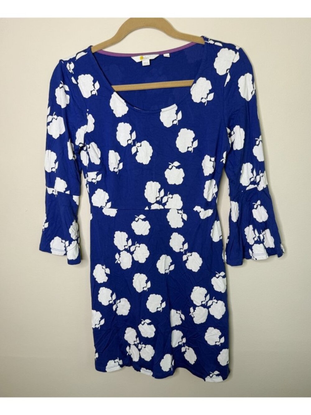 Boden Dress Blue Floral Bell Sleeve Empire
